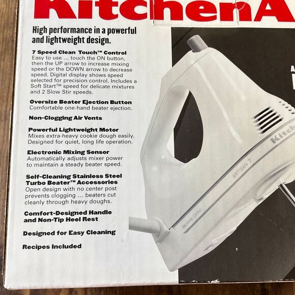 New in Box KitchenAid hand mixer Artisan 7 speed KHM7T tested digital control - Picture 9 of 9
